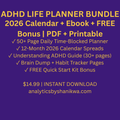 ADHD Life Planner Bundle 2026-2028 daily calendar and habit tracker