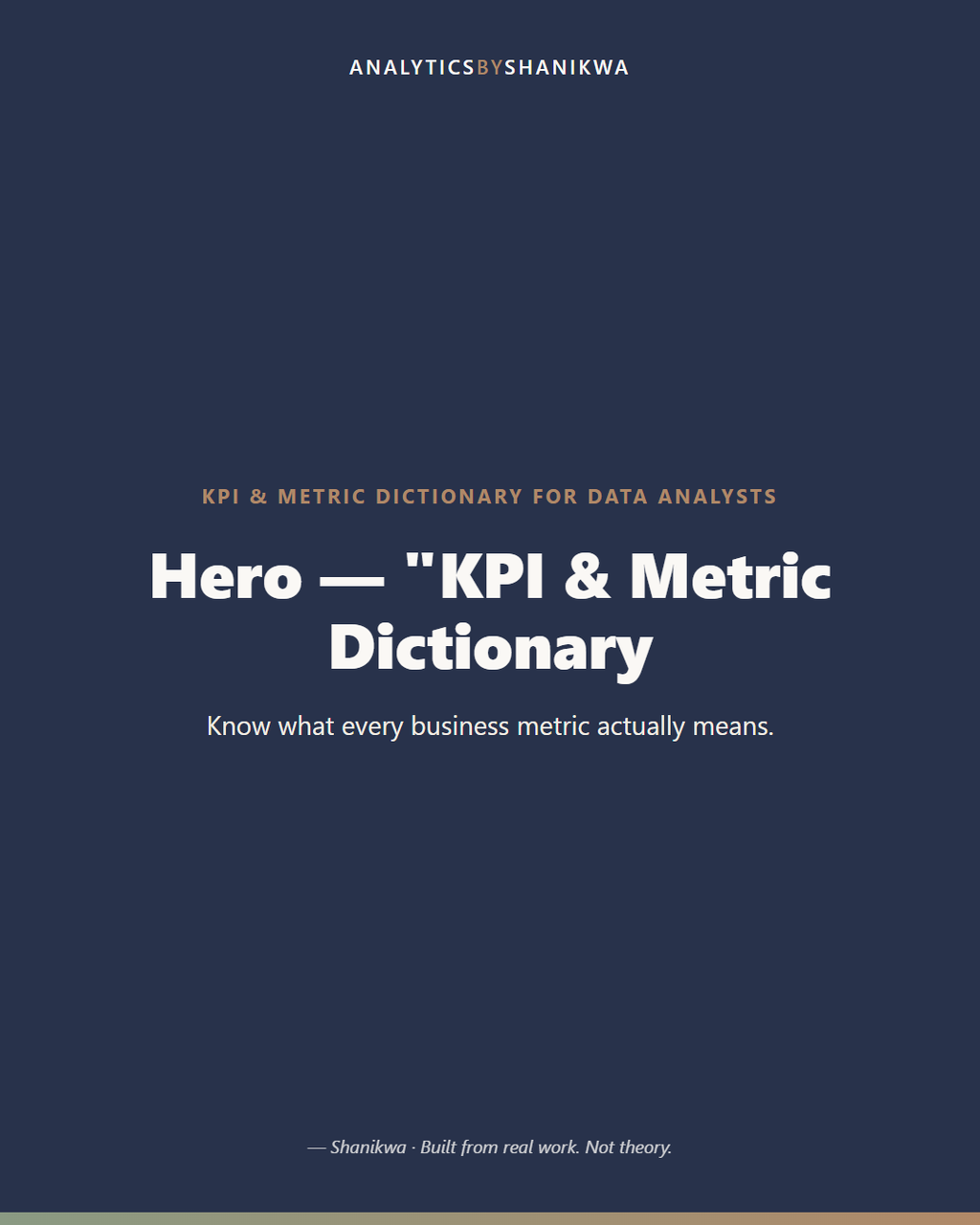 KPI & Metric Dictionary for Data Analysts — product cover