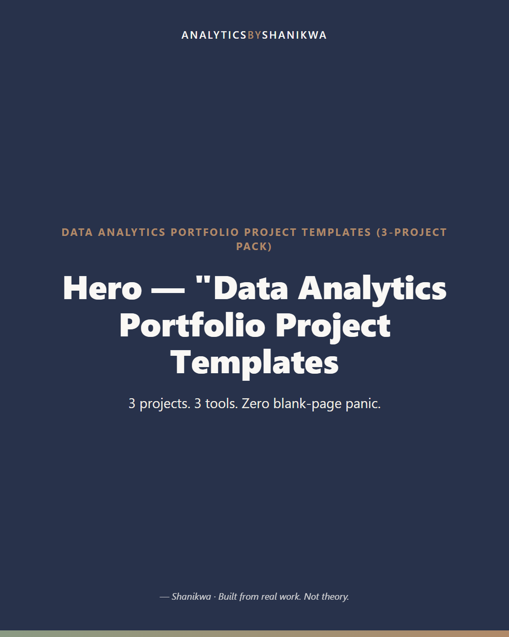 Data Analytics Portfolio Project Templates (3-Project Pack) — product cover