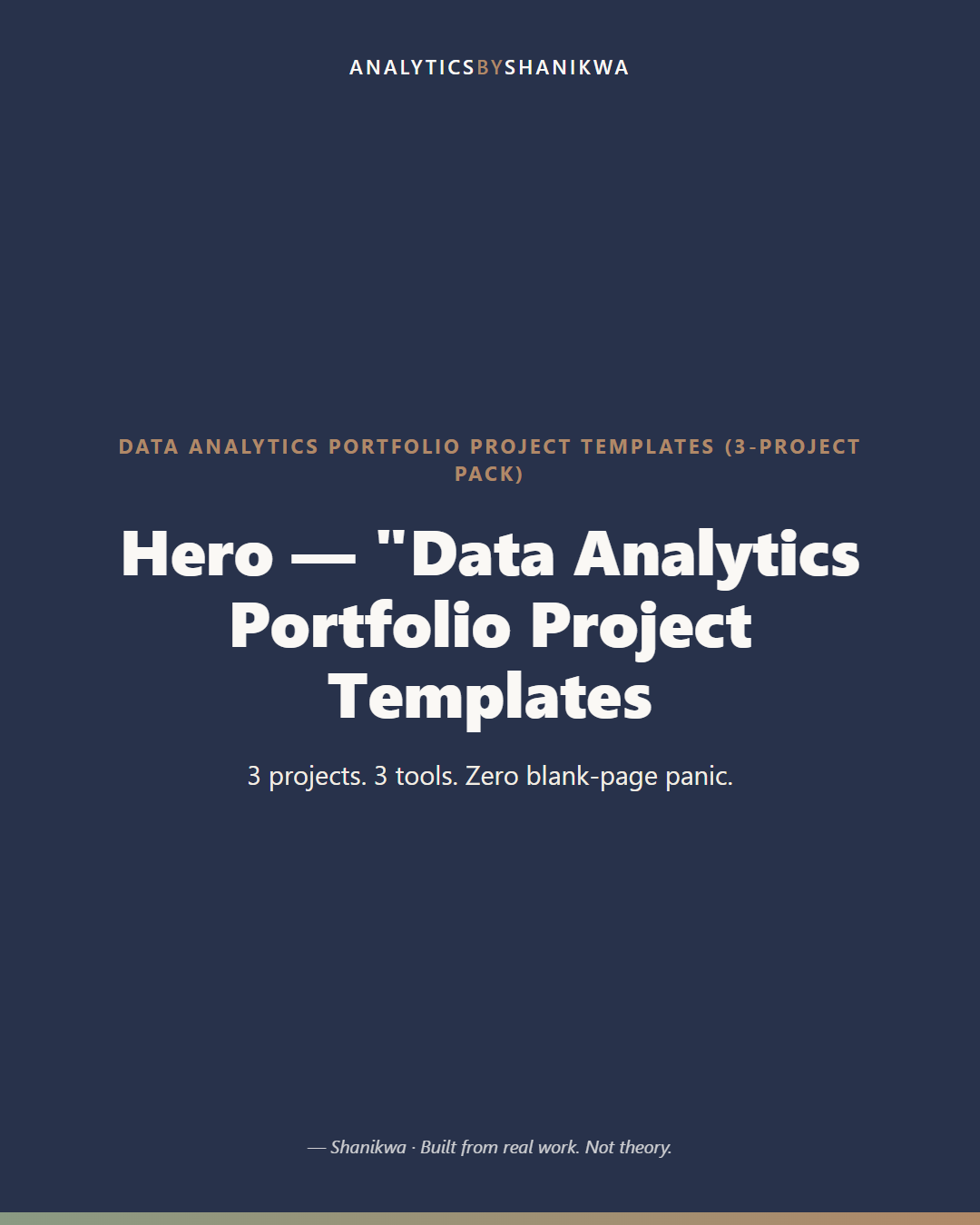 Data Analytics Portfolio Project Templates (3-Project Pack) — product cover