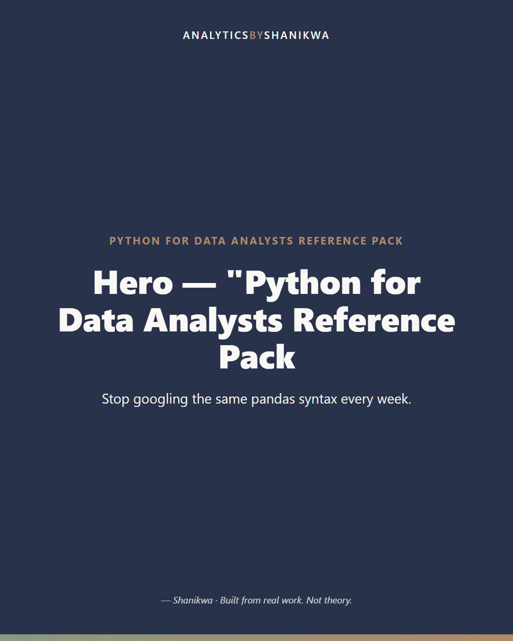 Python for Data Analysts Reference Pack — product cover
