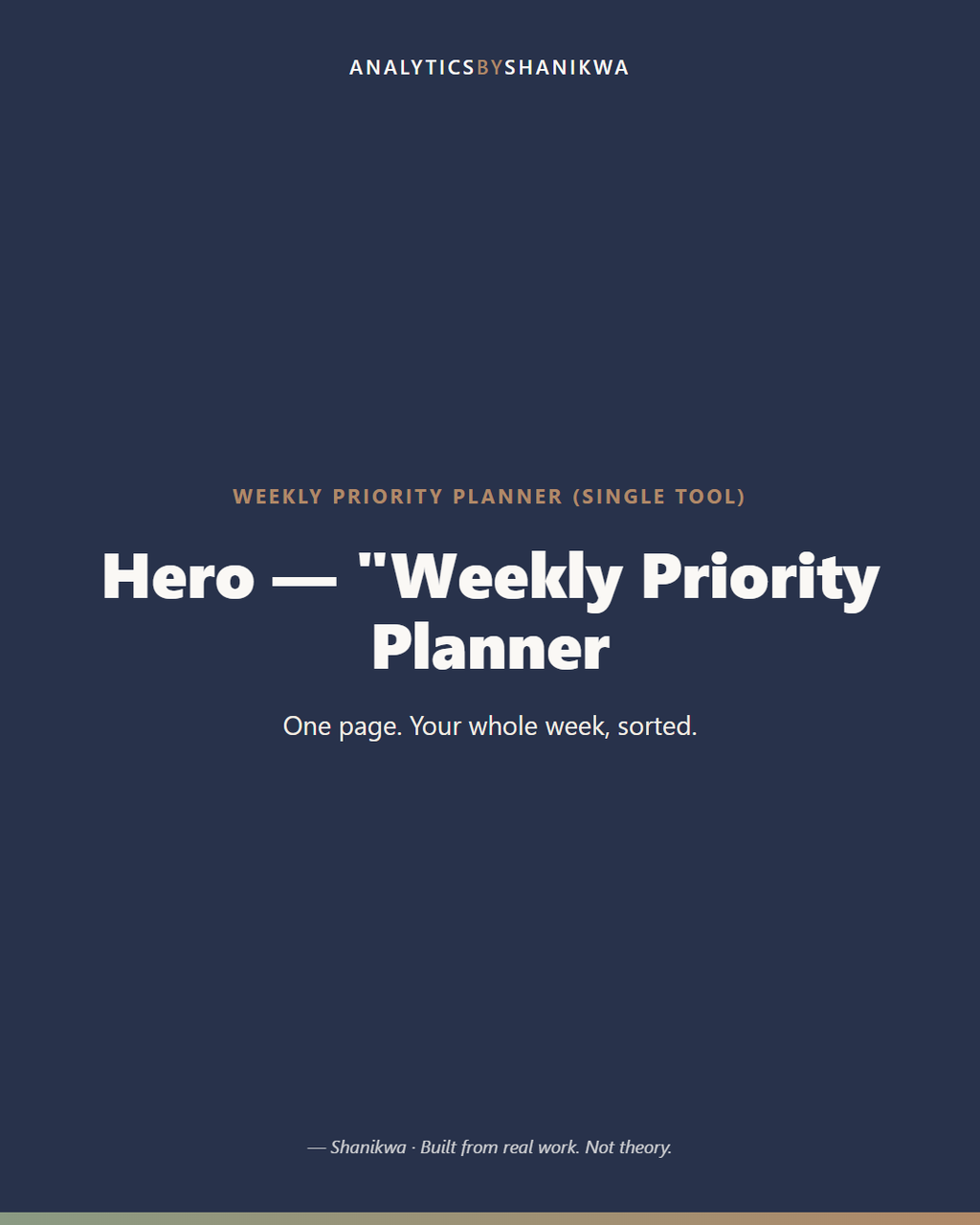 Weekly Priority Planner (Single Tool) — product cover