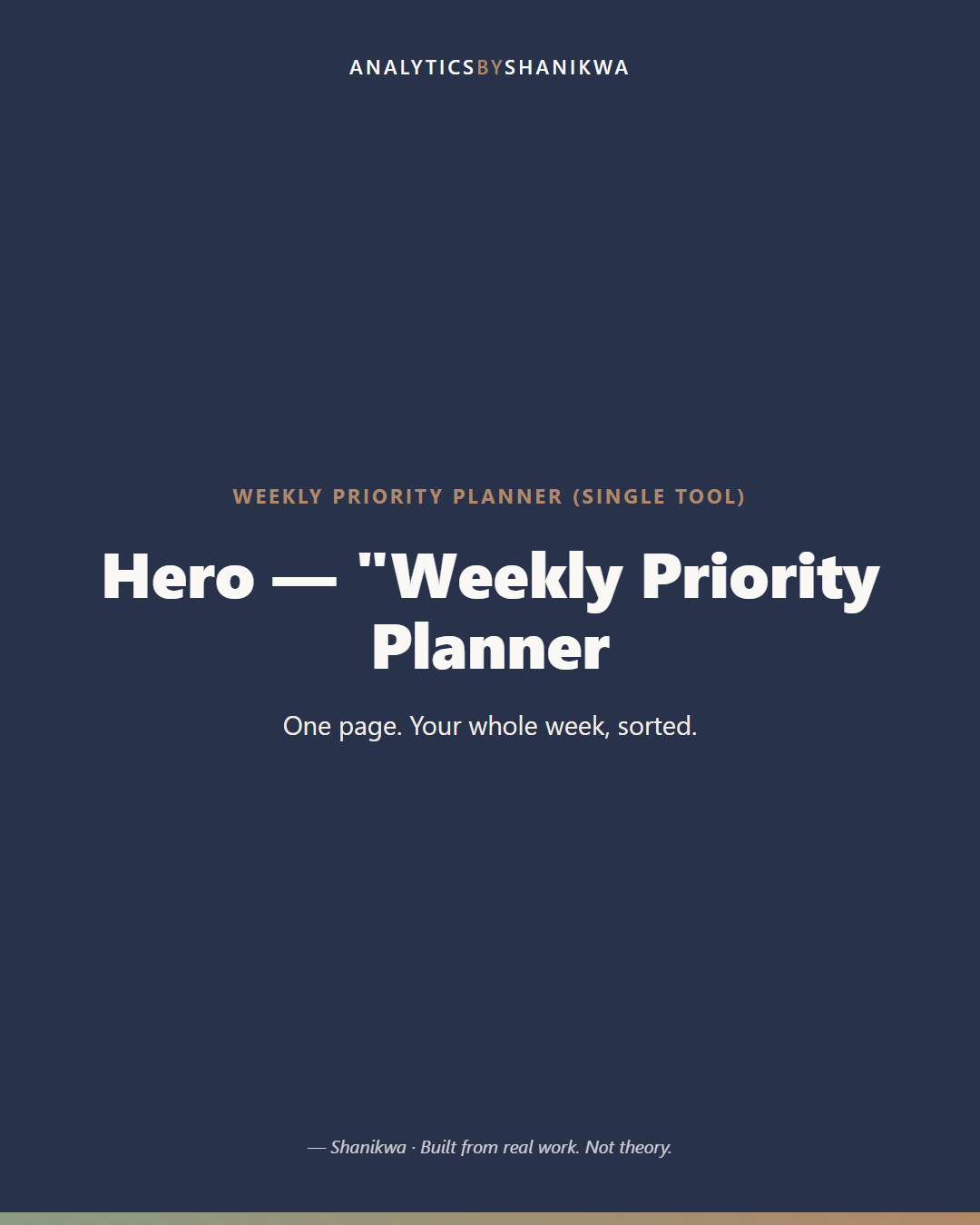 Weekly Priority Planner (Single Tool) — product cover