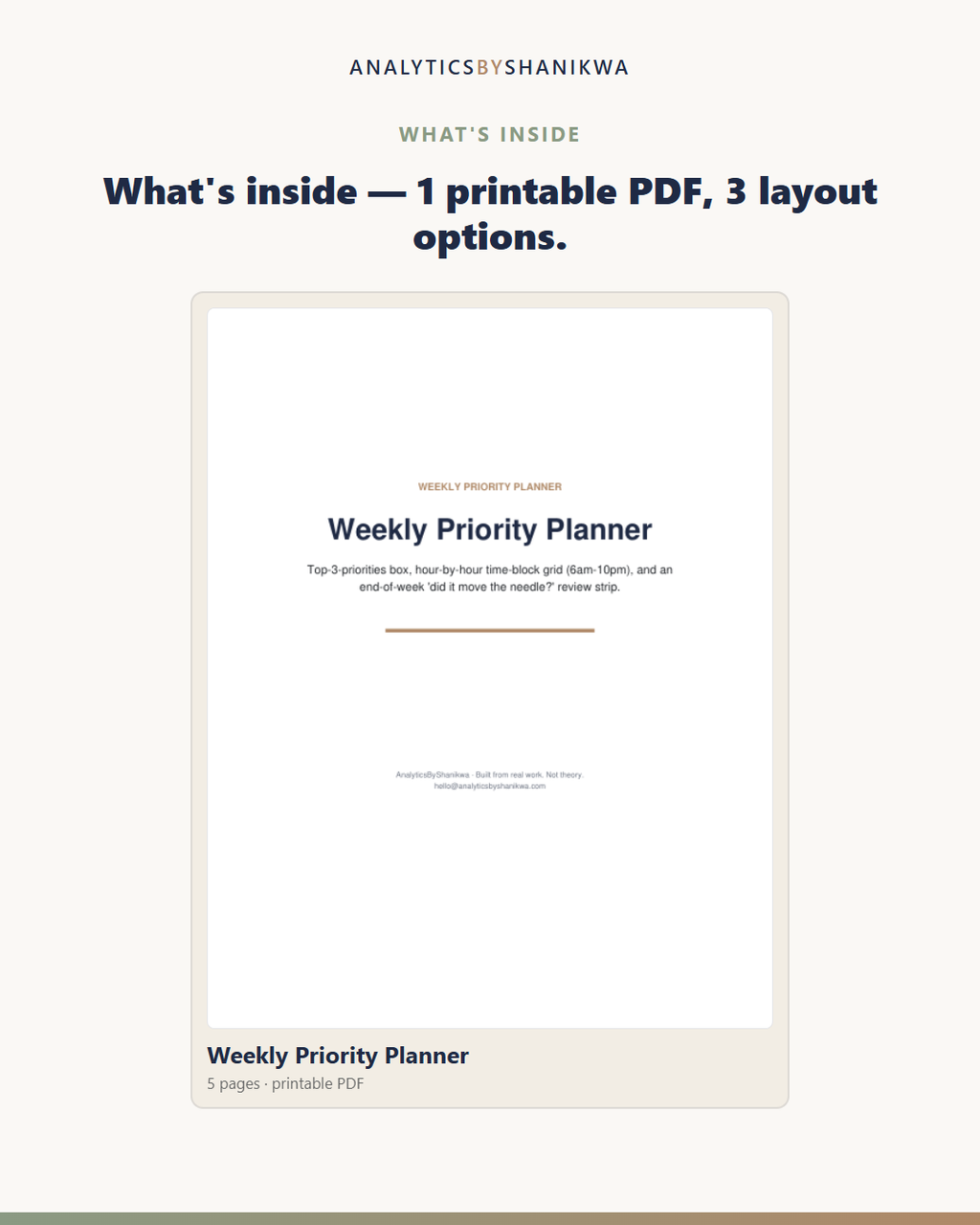 Weekly Priority Planner (Single Tool) — the files you download
