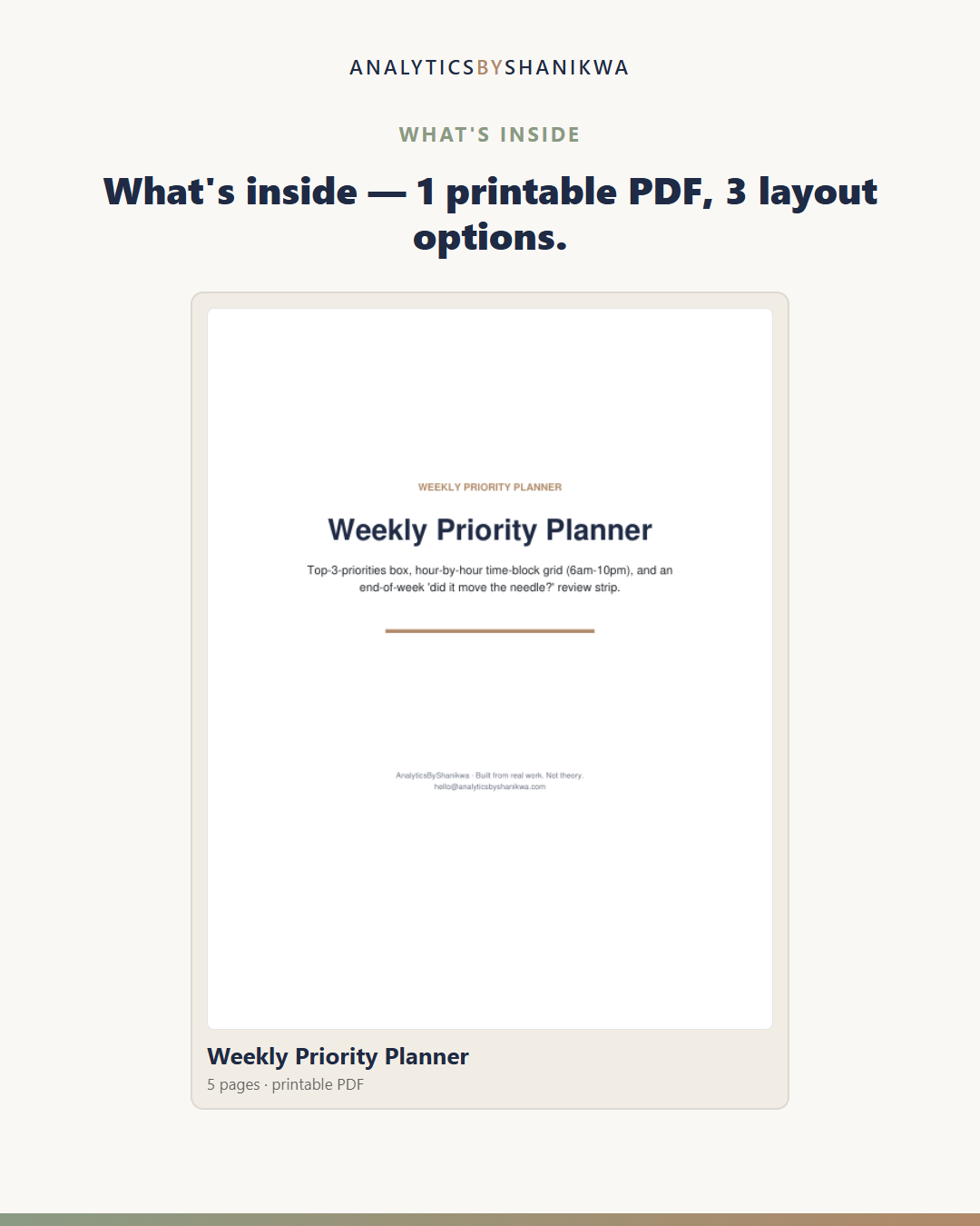 Weekly Priority Planner (Single Tool) — the files you download