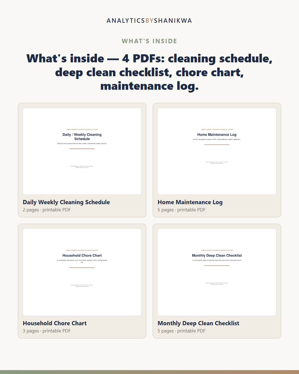 Home Cleaning & Household Schedule System — the files you download