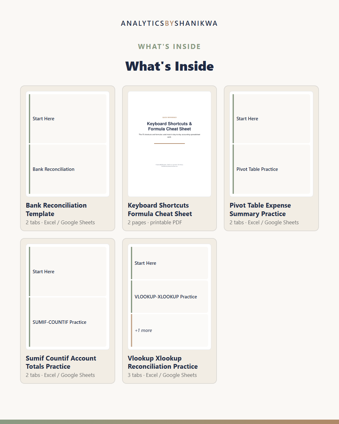 Excel & Google Sheets Skills for Accountants Workbook — the files you download