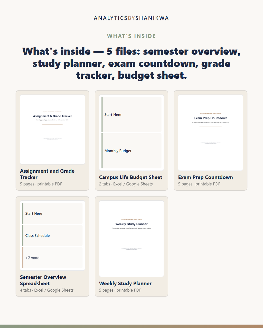 Student Semester Planner Bundle — the files you download