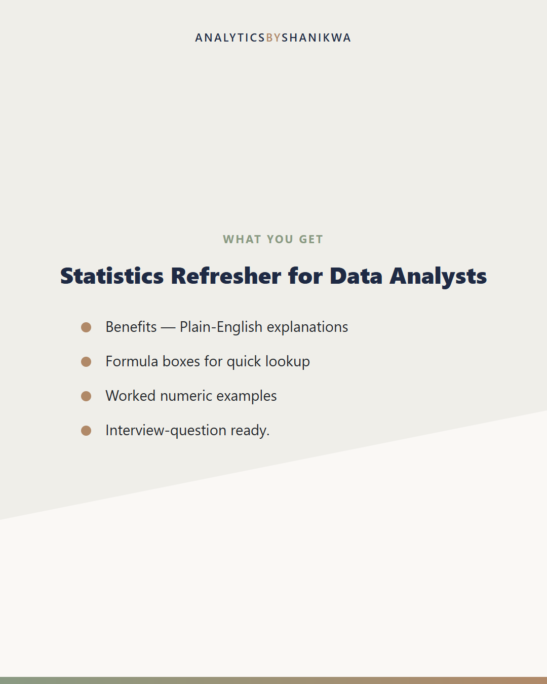 Statistics Refresher for Data Analysts — what's included