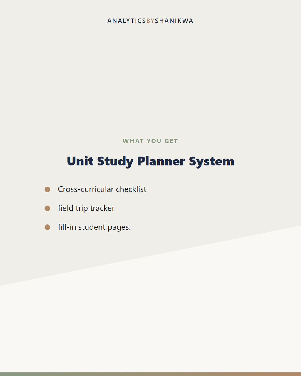 Unit Study Planner System — what's included