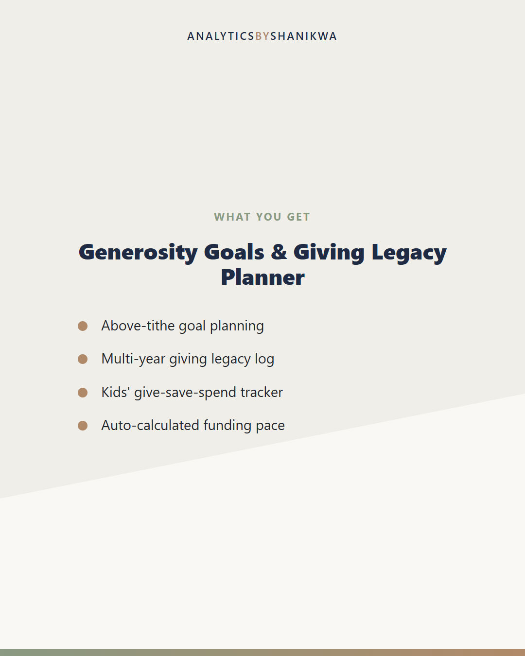 Generosity Goals & Giving Legacy Planner — what's included