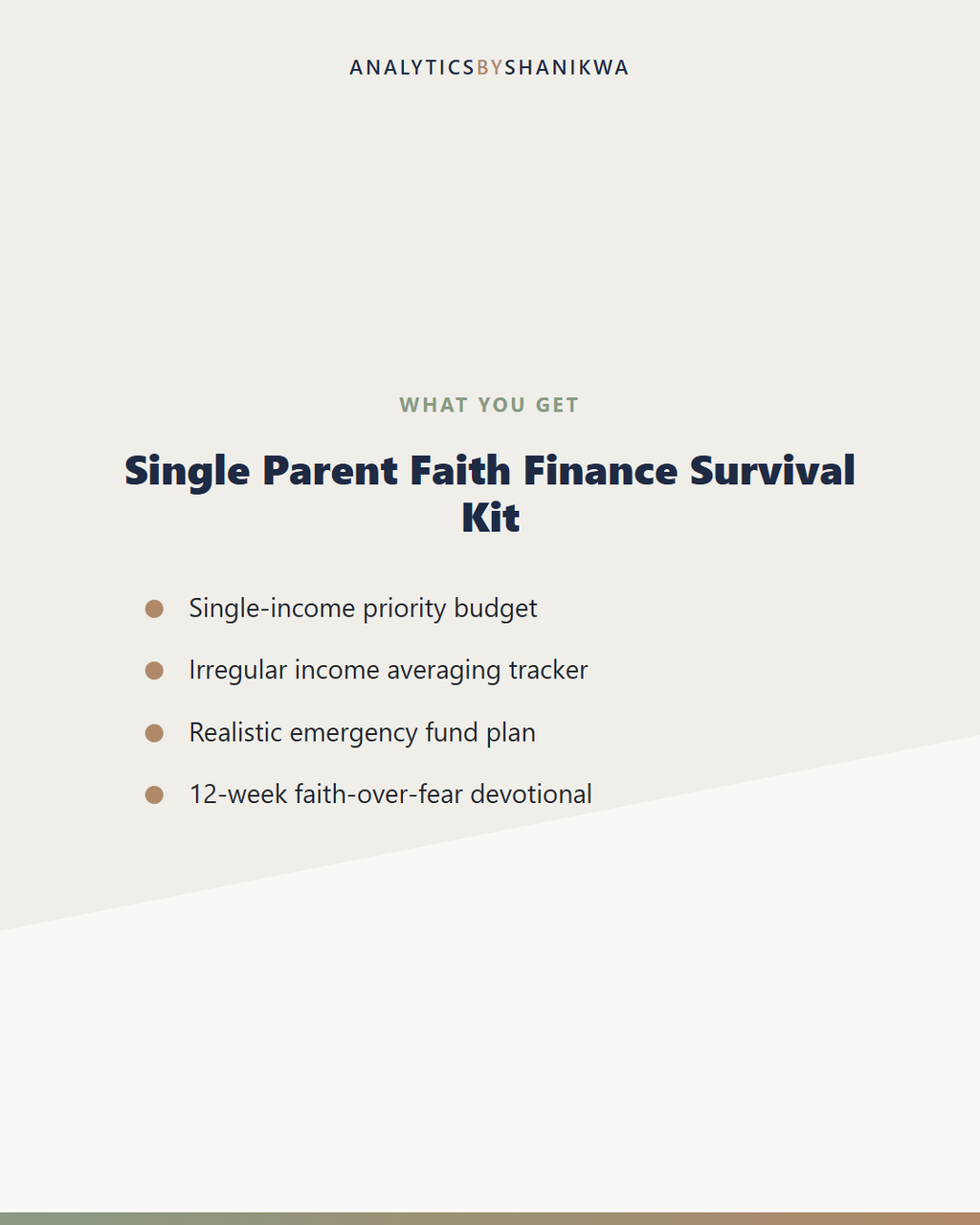Single Parent Faith Finance Survival Kit — what's included