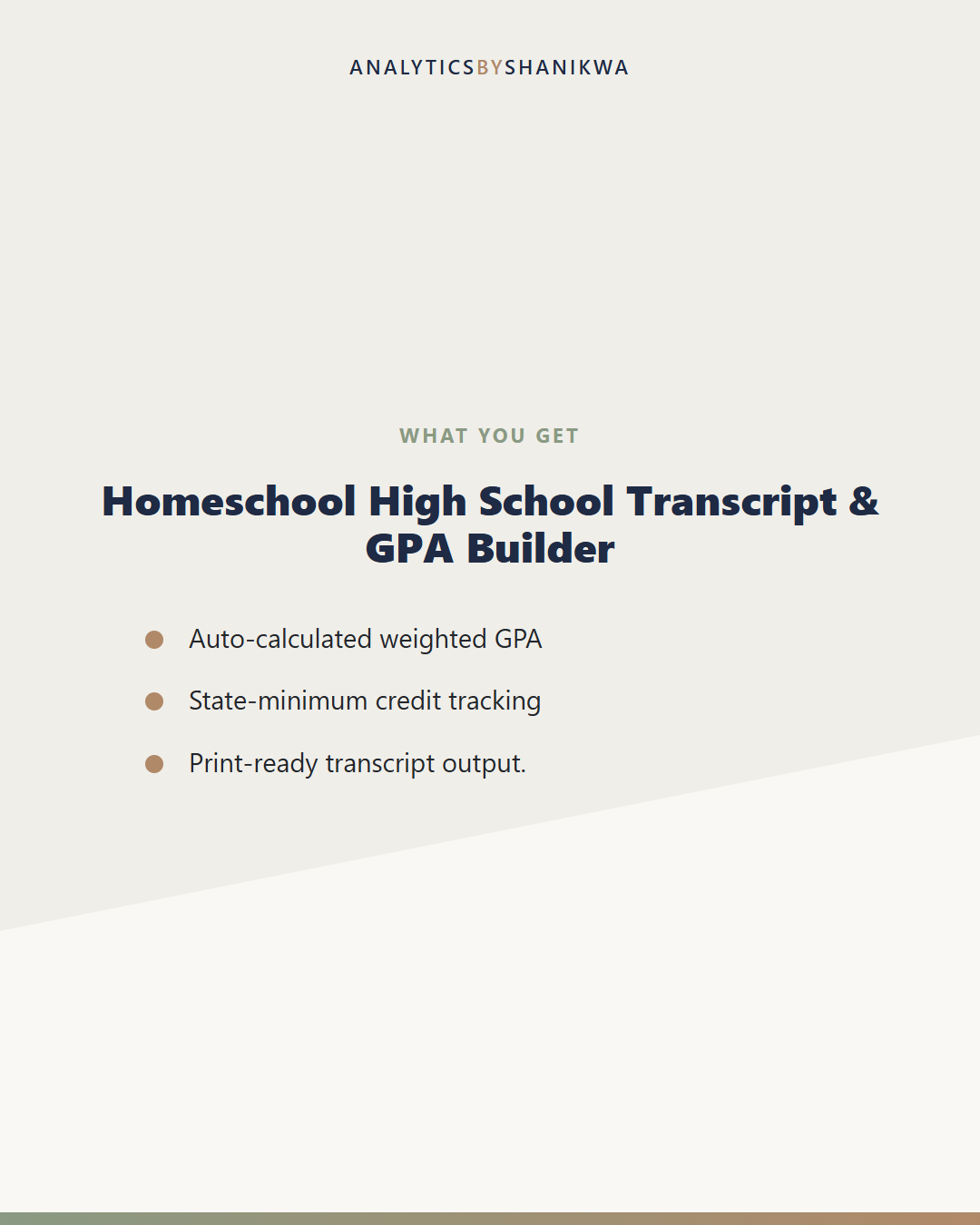 Homeschool High School Transcript & GPA Builder — what's included