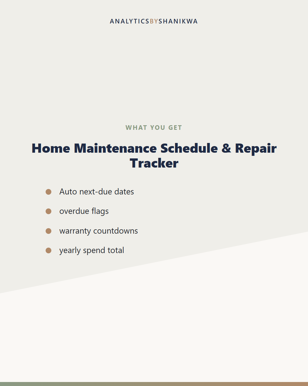 Home Maintenance Schedule & Repair Tracker — what's included