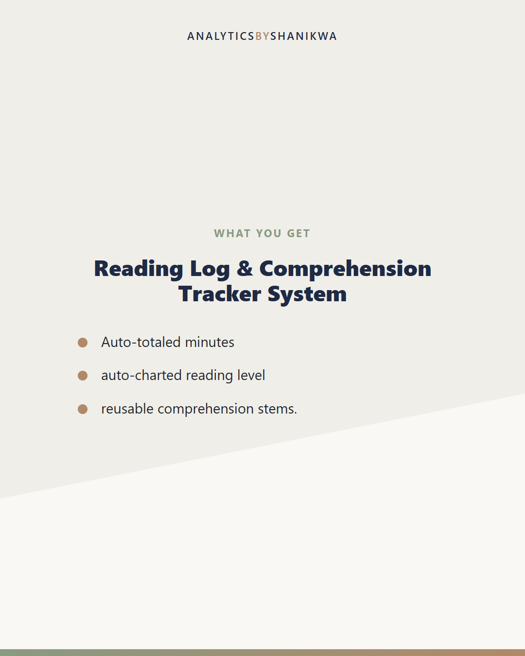 Reading Log & Comprehension Tracker System — what's included