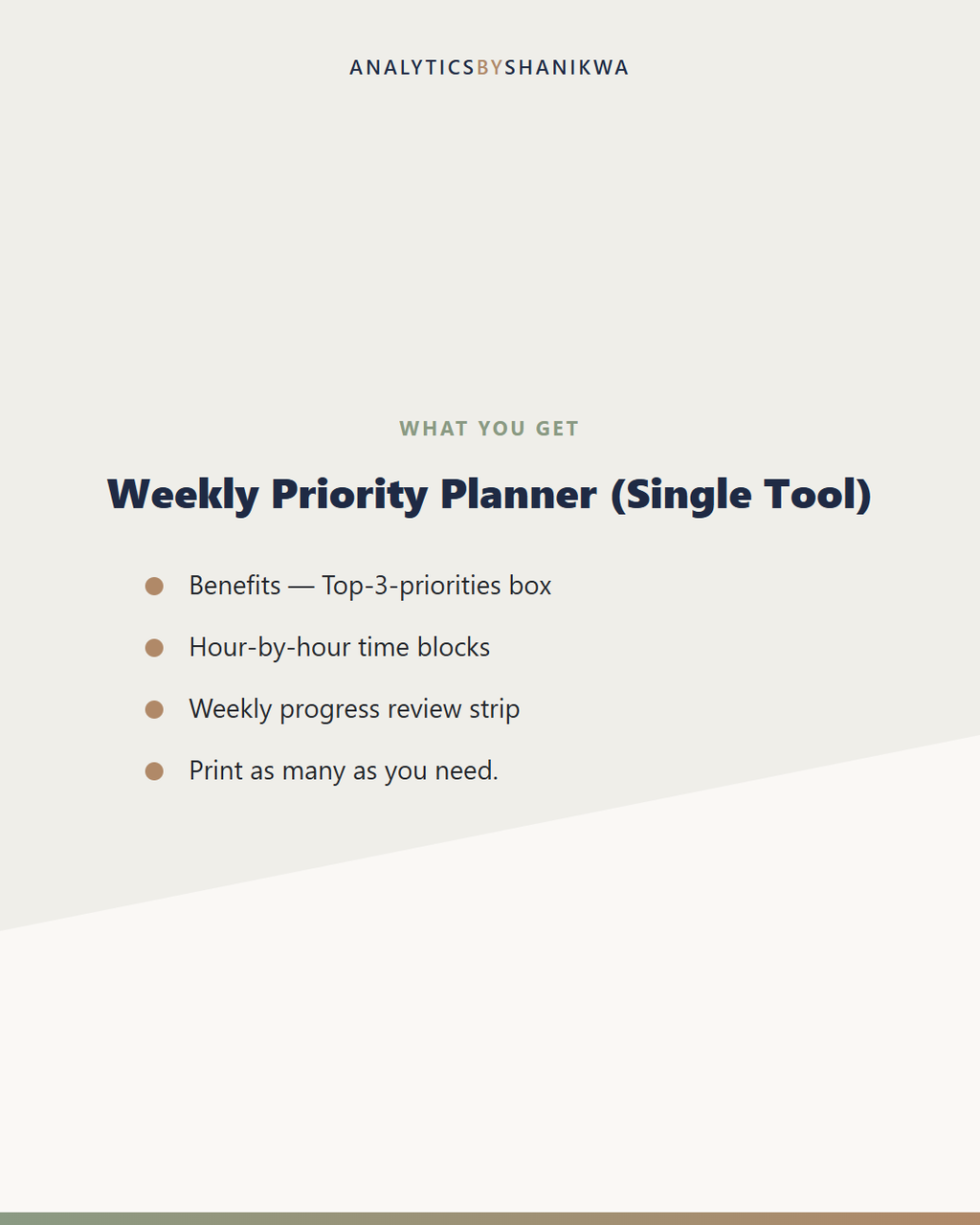 Weekly Priority Planner (Single Tool) — what's included