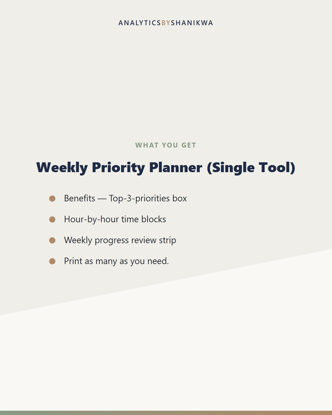 Weekly Priority Planner (Single Tool) — what's included