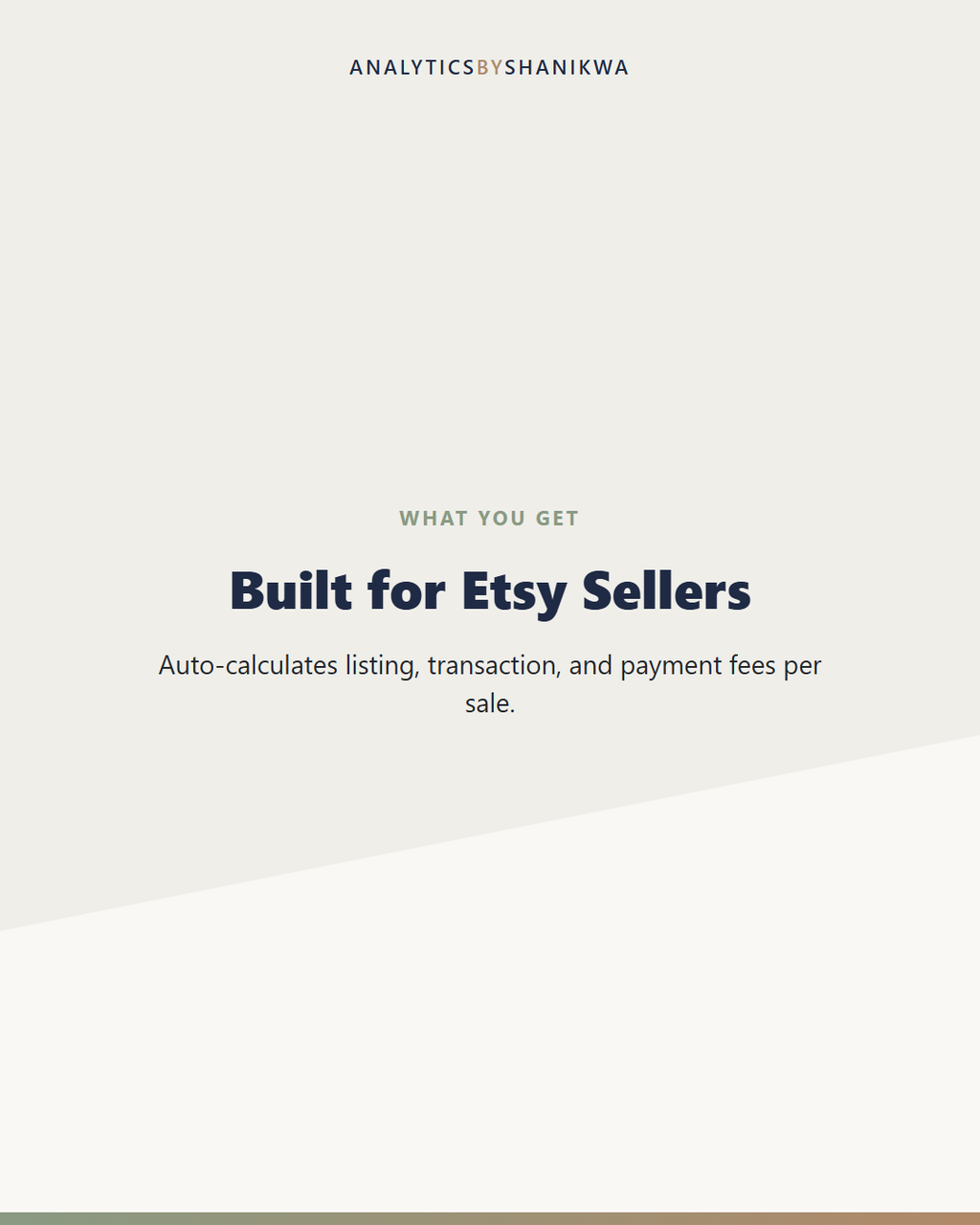 Etsy Seller Profit Dashboard — what's included