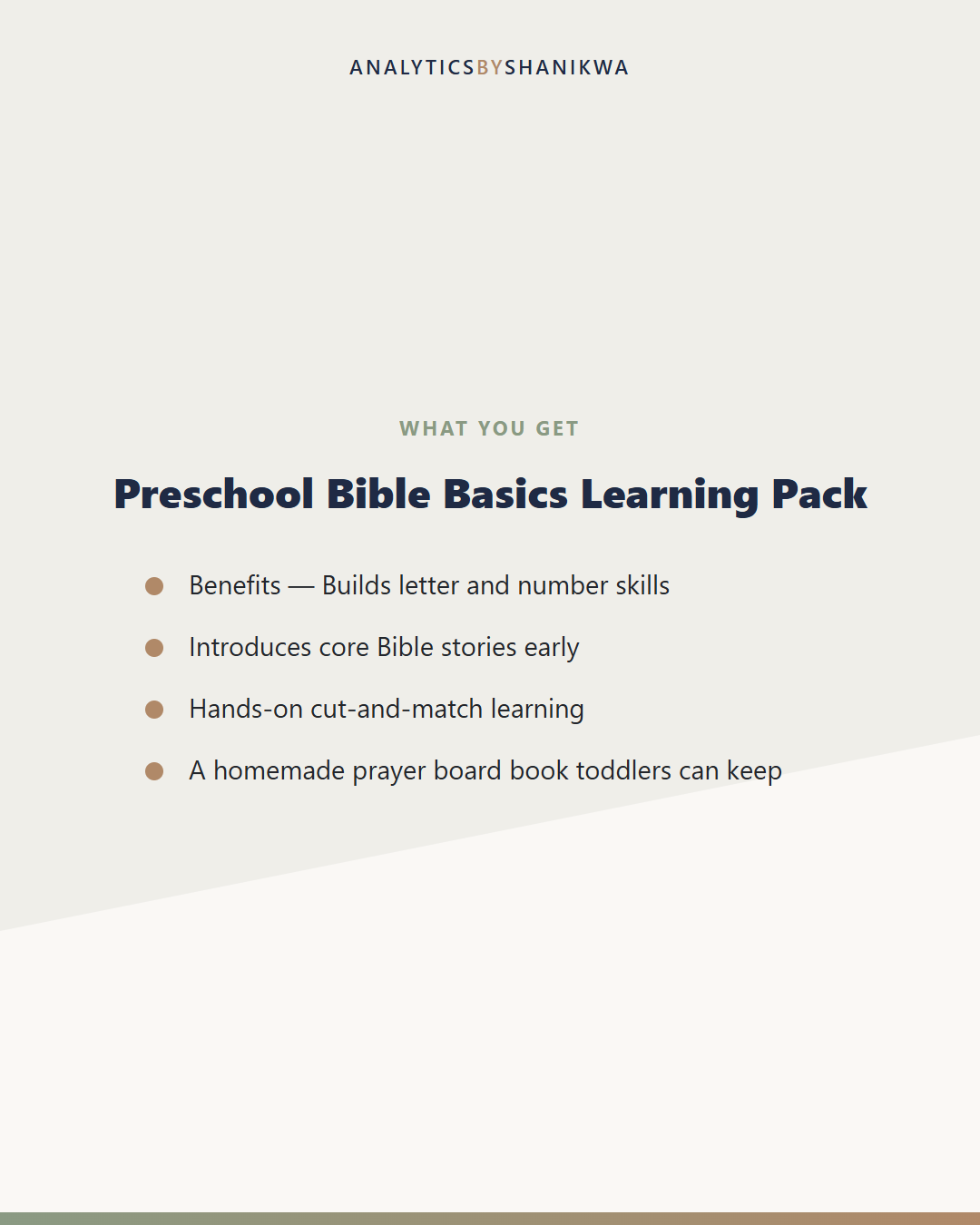 Preschool Bible Basics Learning Pack — what's included