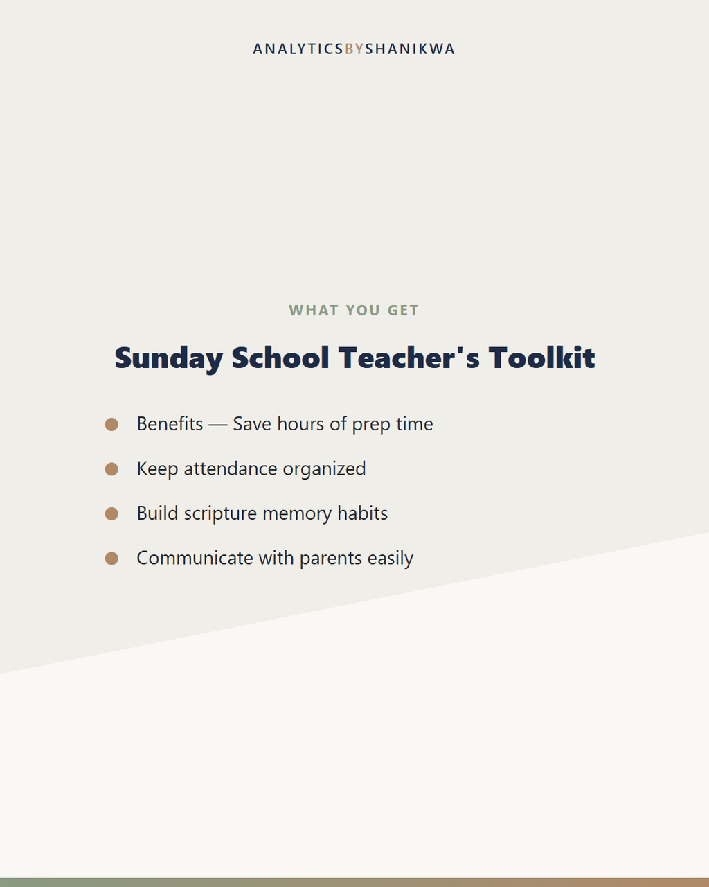 Sunday School Teacher's Toolkit — what's included