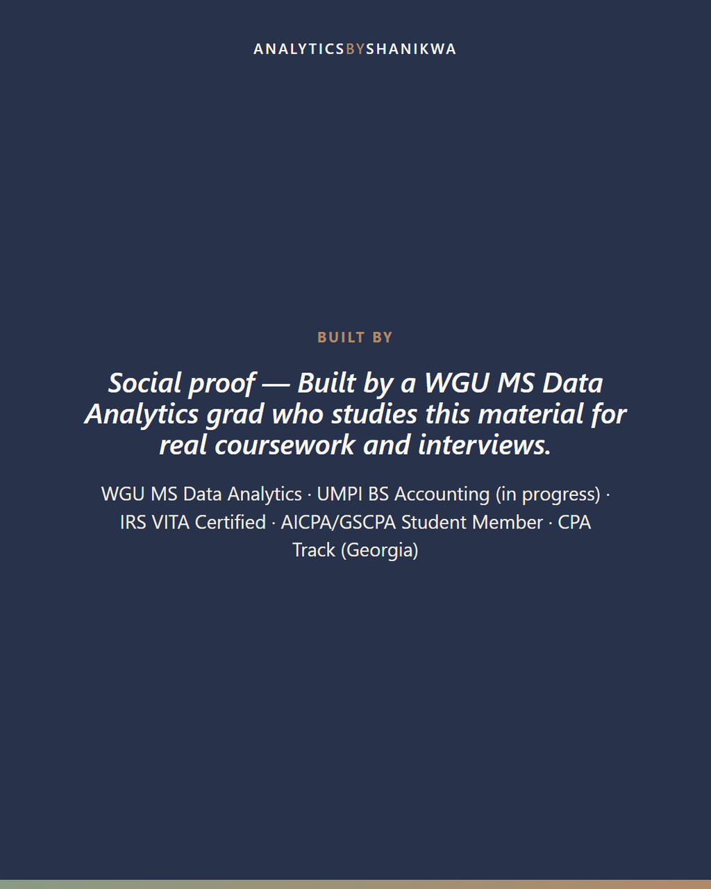 Statistics Refresher for Data Analysts — built by Shanikwa, credentials