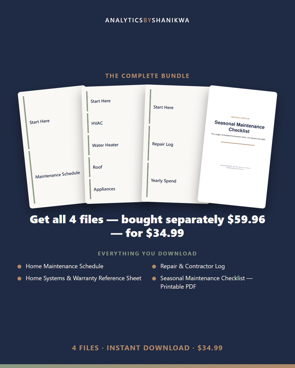 Home Maintenance Schedule & Repair Tracker — the complete bundle